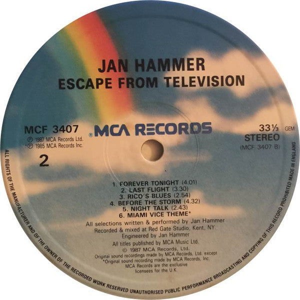 Jan Hammer : Escape From Television (LP, Album, Lin)