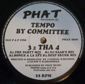 Tempo By Committee : 3 2 Tha 4 (12")