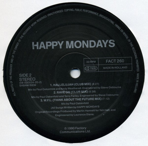 Happy Mondays : Hallelujah (LP, Album)
