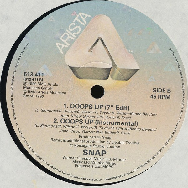 Snap! : Ooops Up (The Double Trouble Mix) (12", Single)