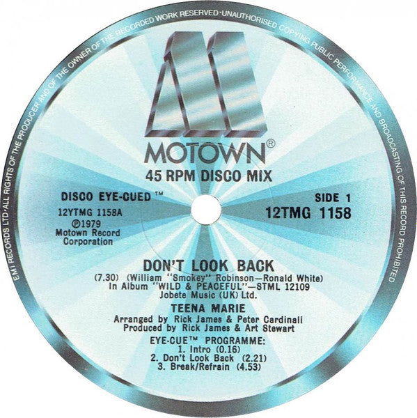 Teena Marie : Don't Look Back (12", Single)