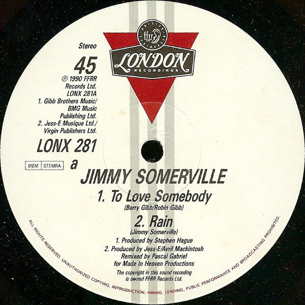 Jimmy Somerville : To Love Somebody (12", Single)