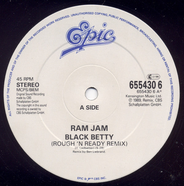 Ram Jam : Black Betty (Rough 'N' Ready Remix) (12")
