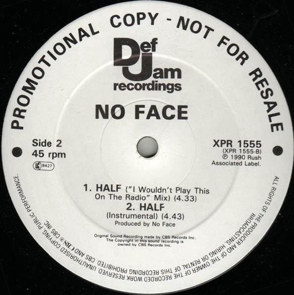 No Face (5) : Half (12", Single, Promo)