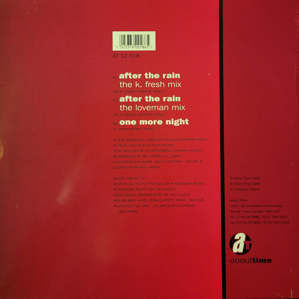 Rosie Gaines Introducing Kevin 'Loveman' Nash : After The Rain / One More Night (12")