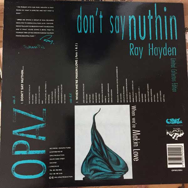 Ray Hayden, Opaz : Don't Say Nuthin (12", Ltd)