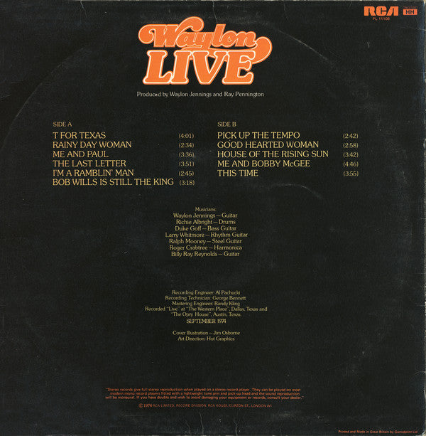 Waylon Jennings : Waylon Live (LP, Album)