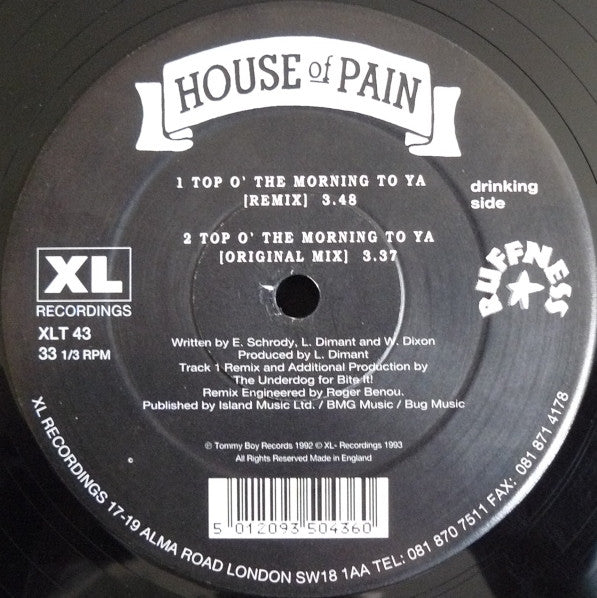 House Of Pain : Top O' The Morning To Ya (Remix) / Jump Around (12")