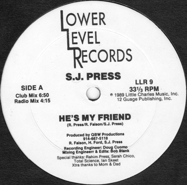 S.J. Press : He's My Friend (12")