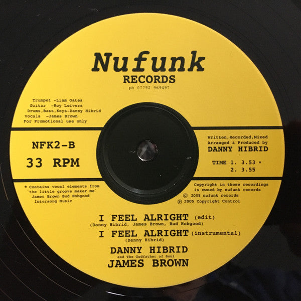 Danny Hibrid & James Brown : I Feel Alright (12", Promo)