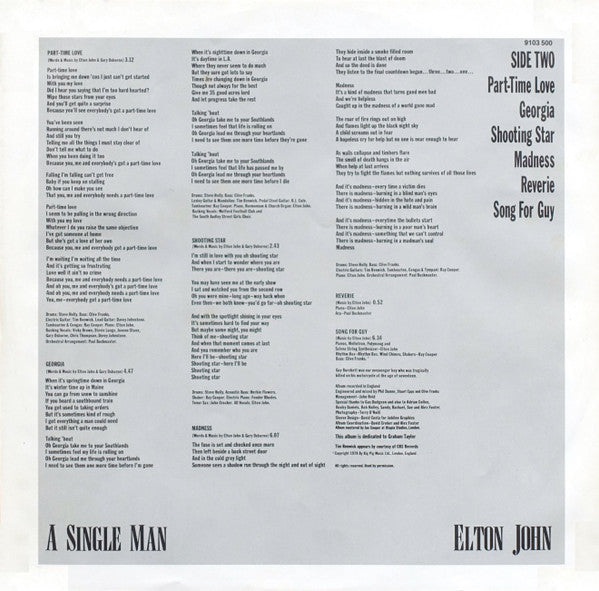 Elton John : A Single Man (LP, Album, RE, Gat)