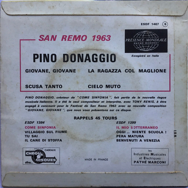 Pino Donaggio : Giovane, Giovane / Scusa Tanto (7", EP)