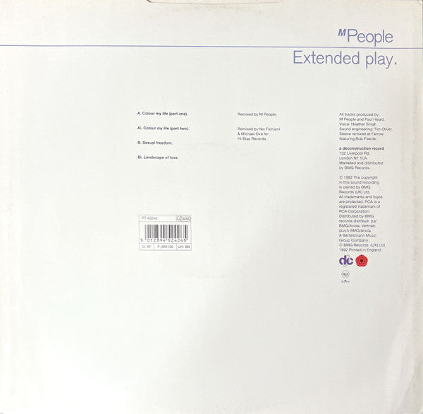 M People : Colour My Life (Extended Play) (12", Single)
