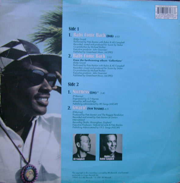 Pato Banton Featuring Ali Campbell And Robin Campbell : Baby Come Back (12", Single)