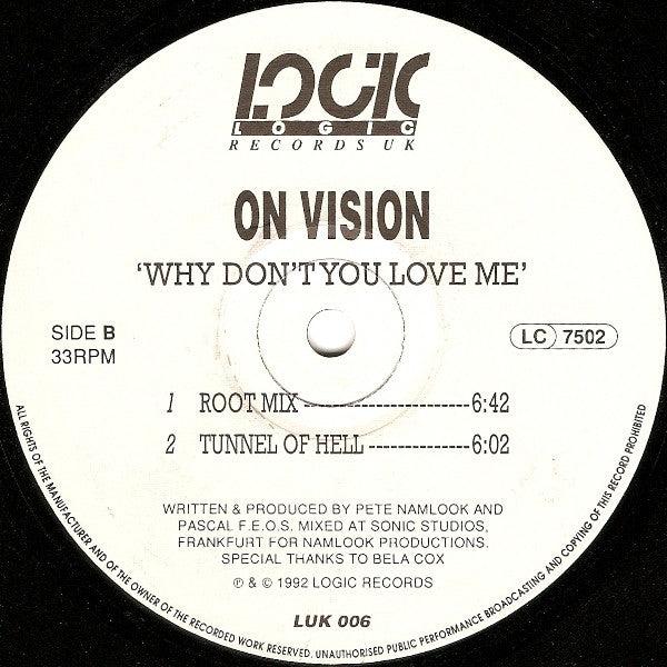 On Vision : Why Don't You Love Me (12")