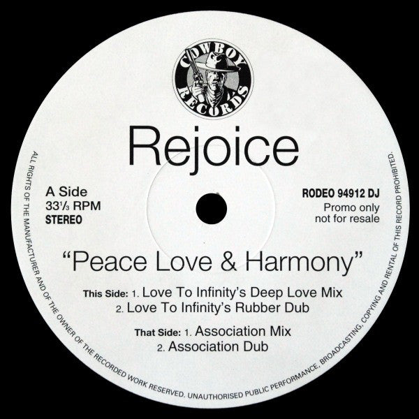 Rejoice : Peace, Love & Harmony (12", Promo)