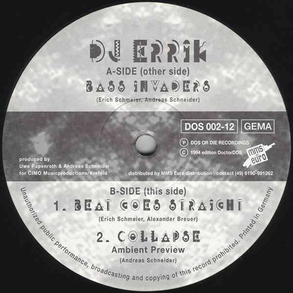 DJ Errik : Bass Invaders (12")