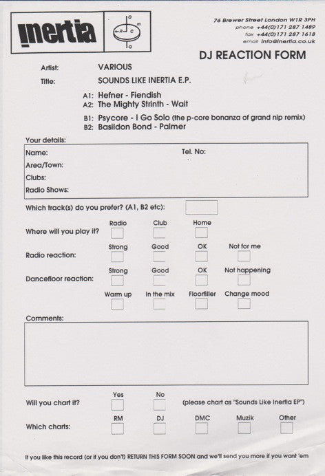 Various : Sounds Like Inertia E.P. (12", EP)