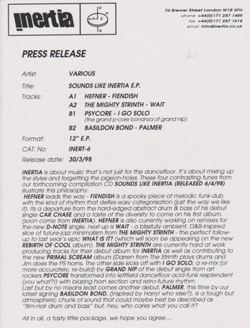 Various : Sounds Like Inertia E.P. (12", EP)