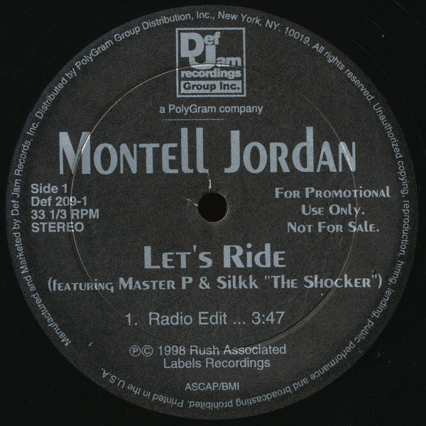 Montell Jordan : Let's Ride (12", Promo)