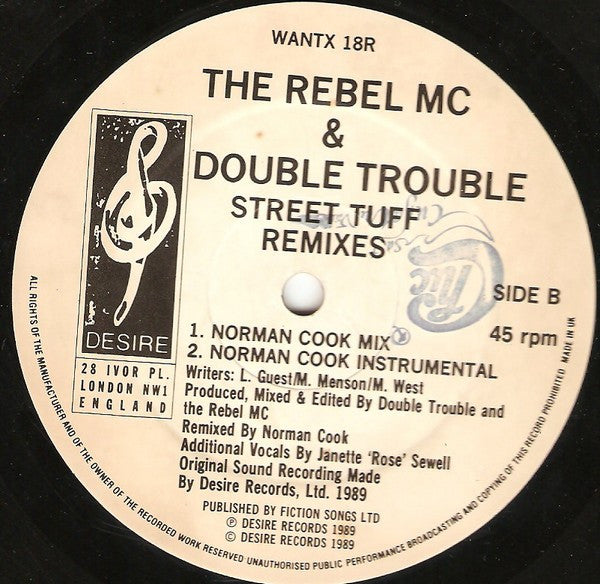 The Rebel MC* & Double Trouble : Street Tuff Remixes (12")