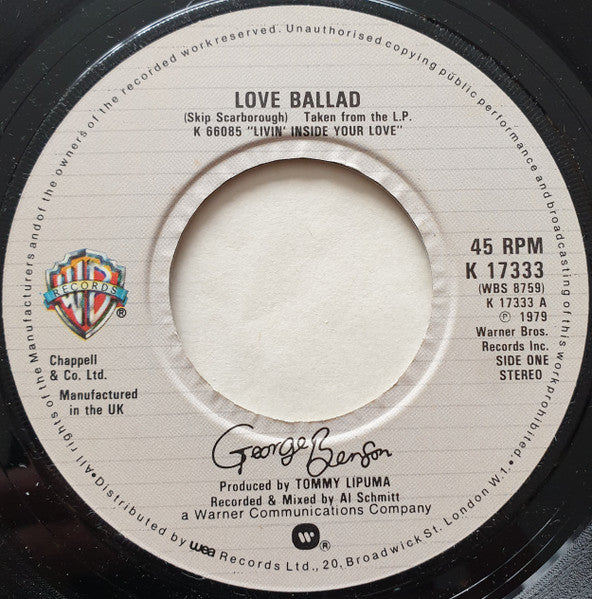 George Benson : Love Ballad / You're Never Too Far From Me (7", Single)