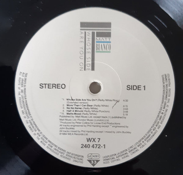 Matt Bianco : Whose Side Are You On (LP, Album)