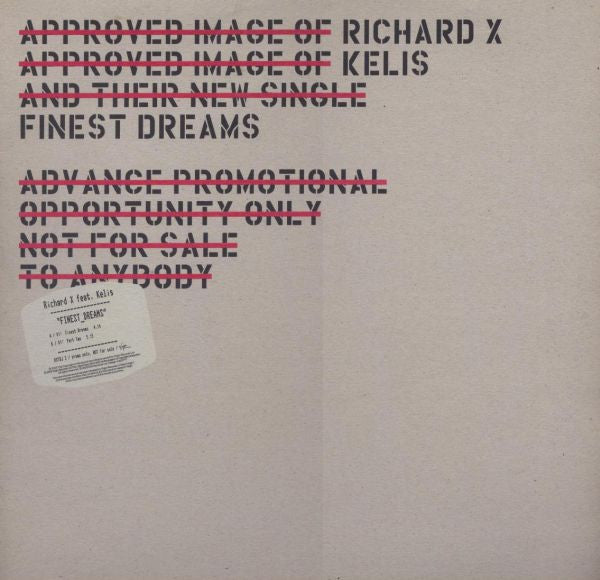 Richard X Feat. Kelis : Finest Dreams (12", Promo)