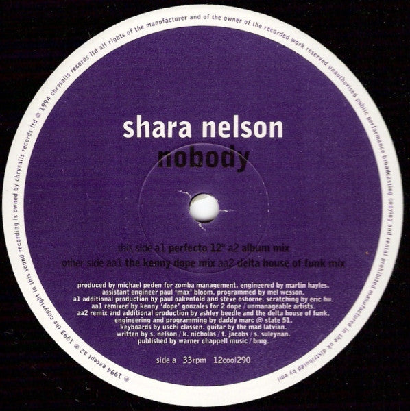 Shara Nelson : Nobody (12", Single)