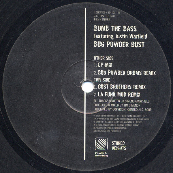 Bomb The Bass Featuring Justin Warfield : Bug Powder Dust (12")