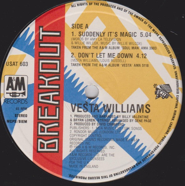 Vesta Williams : Suddenly It's Magic (12")