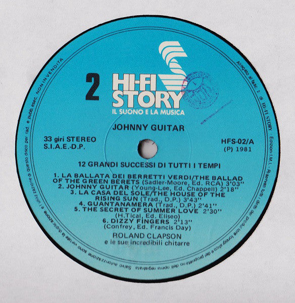 Roland Clapson E Le Sue Incredibili Chitarre : Johnny Guitar - 12 Grandi Successi Di Tutti I Tempi (LP)