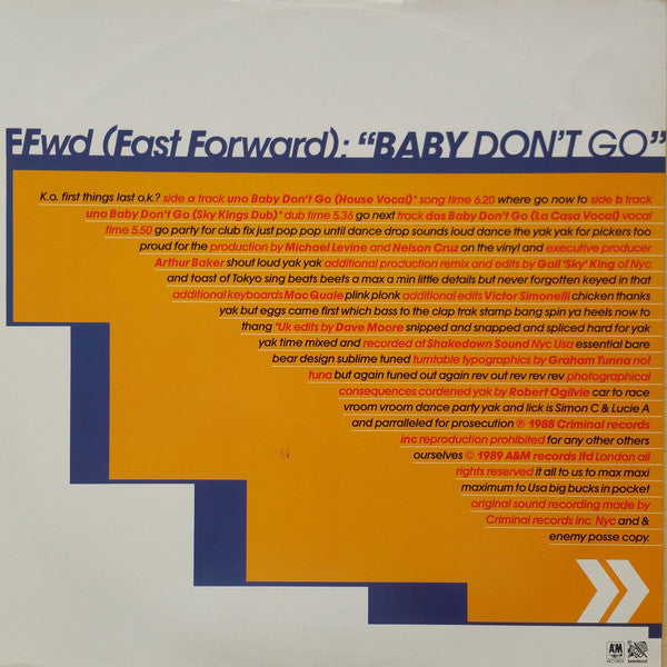 FFWD (4) : Baby Don't Go (12", Promo)