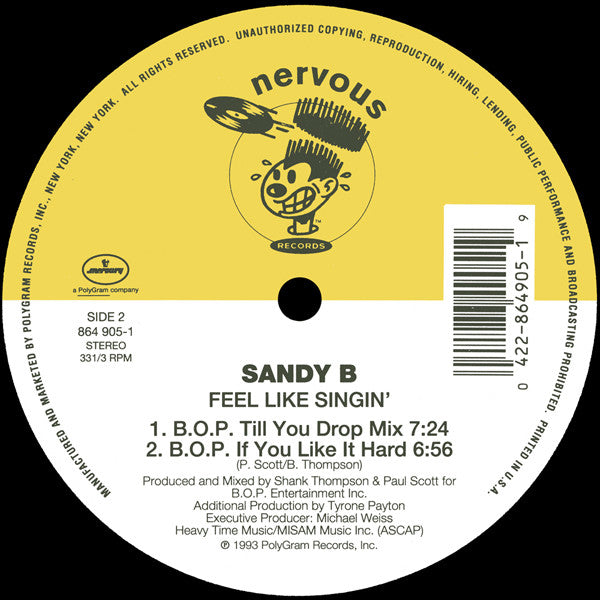 Sandy B : Feel Like Singin' (12")