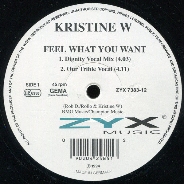 Kristine W : Feel What You Want (12", M/Print)