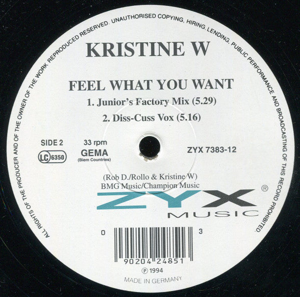 Kristine W : Feel What You Want (12", M/Print)