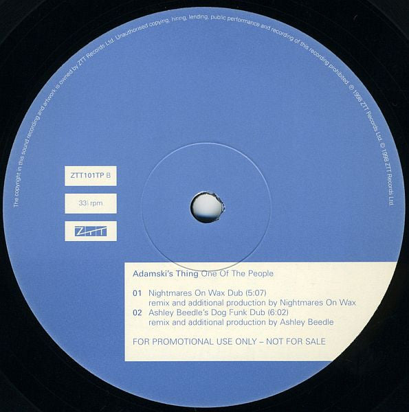 Adamski's Thing : One Of The People (12", Promo)