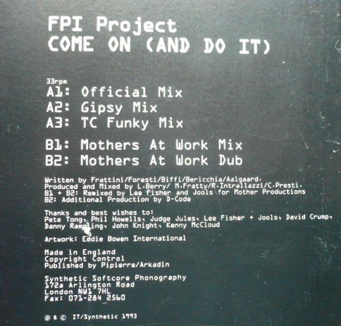 FPI Project : Come On (And Do It) (12")