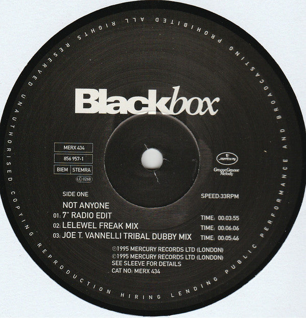 Black Box : Not Anyone (12")