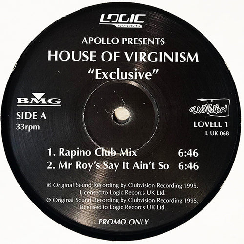 Apollo (4) Presents House Of Virginism : Exclusive (12", Promo)