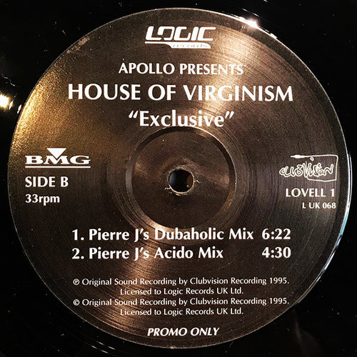 Apollo (4) Presents House Of Virginism : Exclusive (12", Promo)