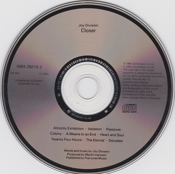 Joy Division : Closer (CD, Album, RE, WMM)