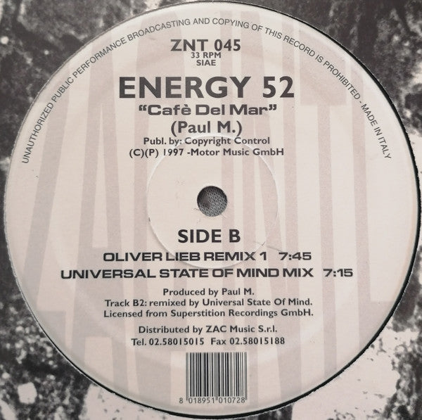 Energy 52 : Café Del Mar (12", Pic)