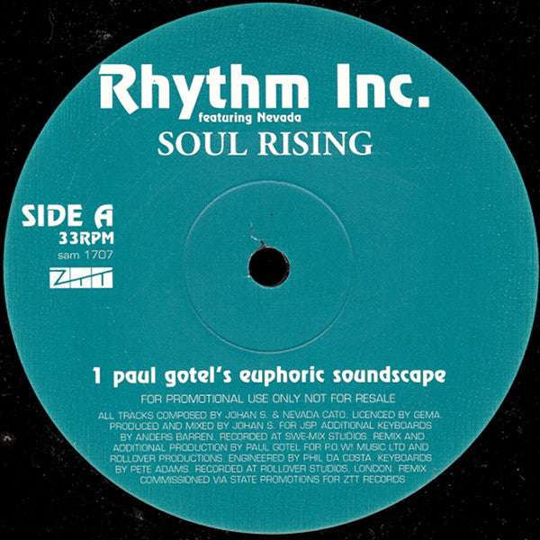 Rhythm Inc. Featuring Nevada (16) : Soul Rising (12", Promo)