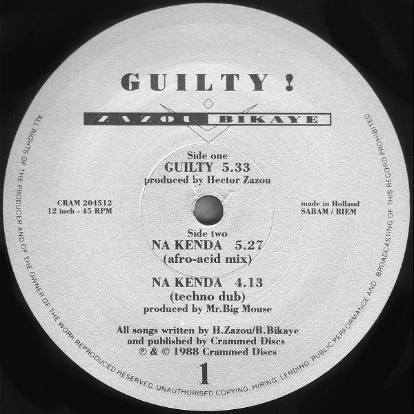 Zazou Bikaye : Guilty ! (12")