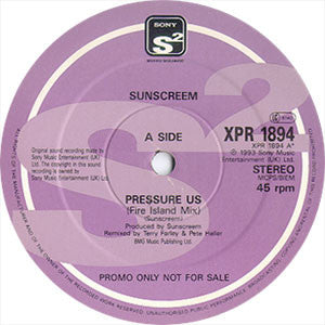 Sunscreem : Pressure US (12", Promo)
