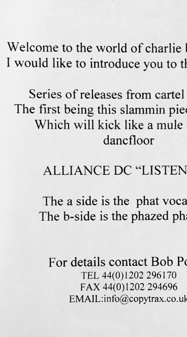 Alliance DC : Listen Up (12", W/Lbl)