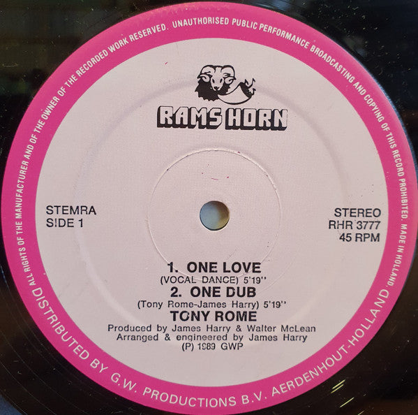 Tony Rome : One Love (12")