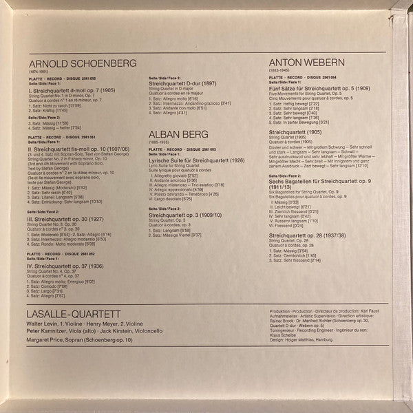 LaSalle Quartett*, Schoenberg*, Berg*, Webern* : Neue Wiener Schule - Die Streichquartette (5xLP, Album + Box, Album)