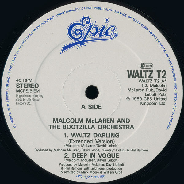 Malcolm McLaren And The Bootzilla Orchestra : Waltz Darling (12", Single)